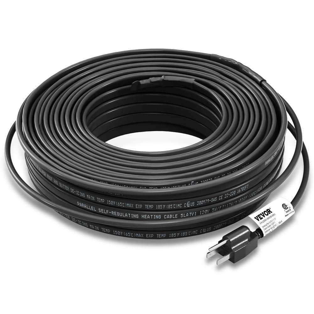 Pipe Heating Cable, 12-Feet 25W Heat Tape for Pipes with Built-in  Thermostat, Protects Pipe From Freezing, 120V US Plug