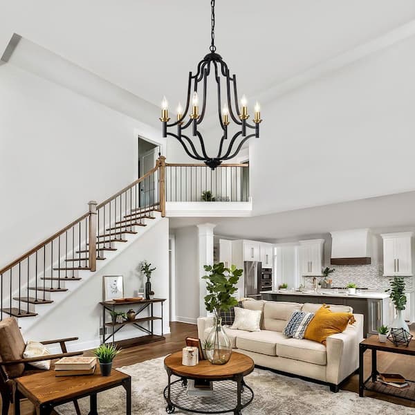 サイン付 Novelbright【Chandelier】 ZSMIHDOH 6-Light Black and Gold Geometric Modern Candelabra