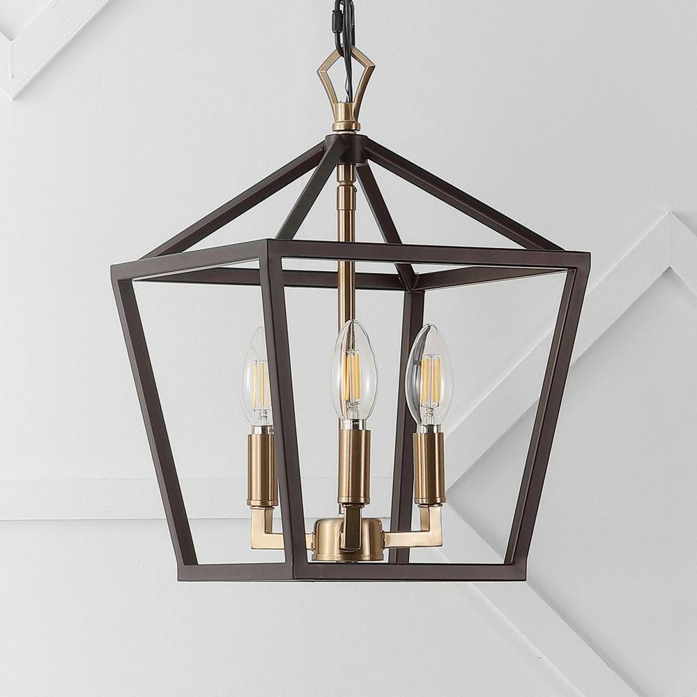 Ojai 10" Black and Gold Iron LED Pendant Lantern