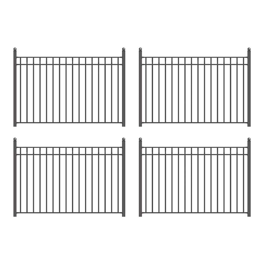 Madrid Style Black Metal 5ft x 8ft Ornamental Fence Panels