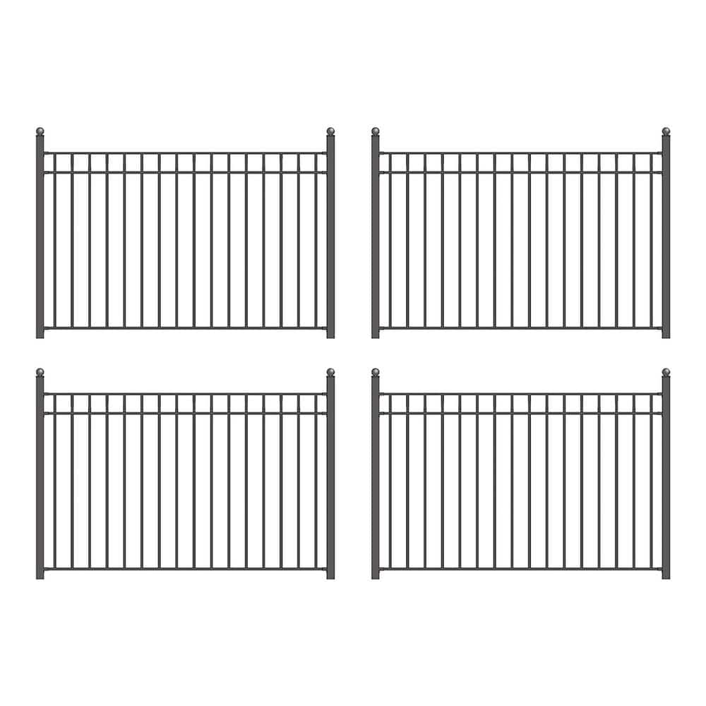 ALEKO 32 ft. x 5 ft. Madrid Style Security Fence Panels Steel Fence Kit ...