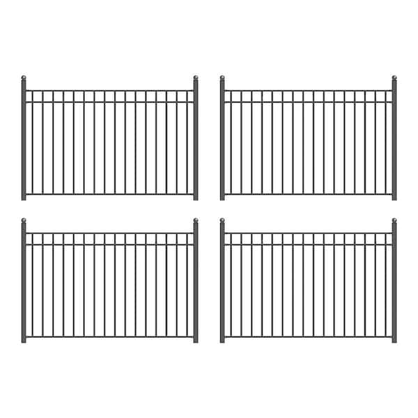 ALEKO 32 ft. x 5 ft. Madrid Style Security Fence Panels Steel Fence Kit 4-Panel Gate Fence
