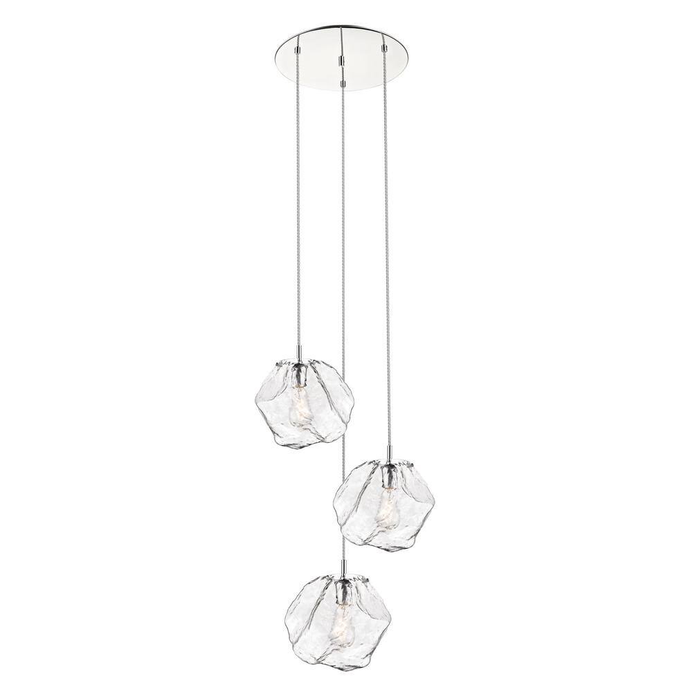 rockport 3 light chrome pendant with clear glass shades