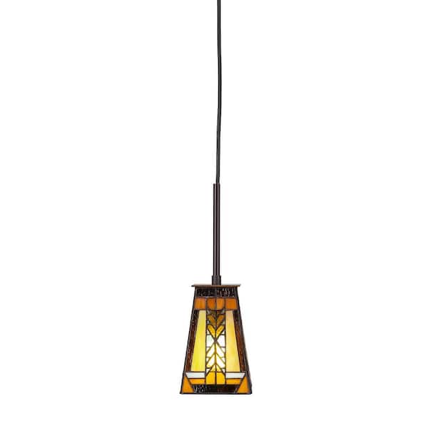 Unbranded Aspen 100-Watt 1-Light Brown Shaded Pendant Light Mini Pendant with 5 in. Santa Cruz Art Glass Shade, No bulb included