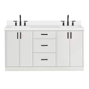 Kelly 67 in. W x 22 in. D x 36 in. H Double Bath Vanity in White with Pure White Quartz Top