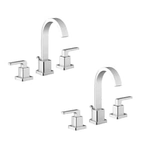 Farrington 8 in. Widespread Double Handle High-Arc Bathroom Faucet in Polished Chrome (2-Pack)