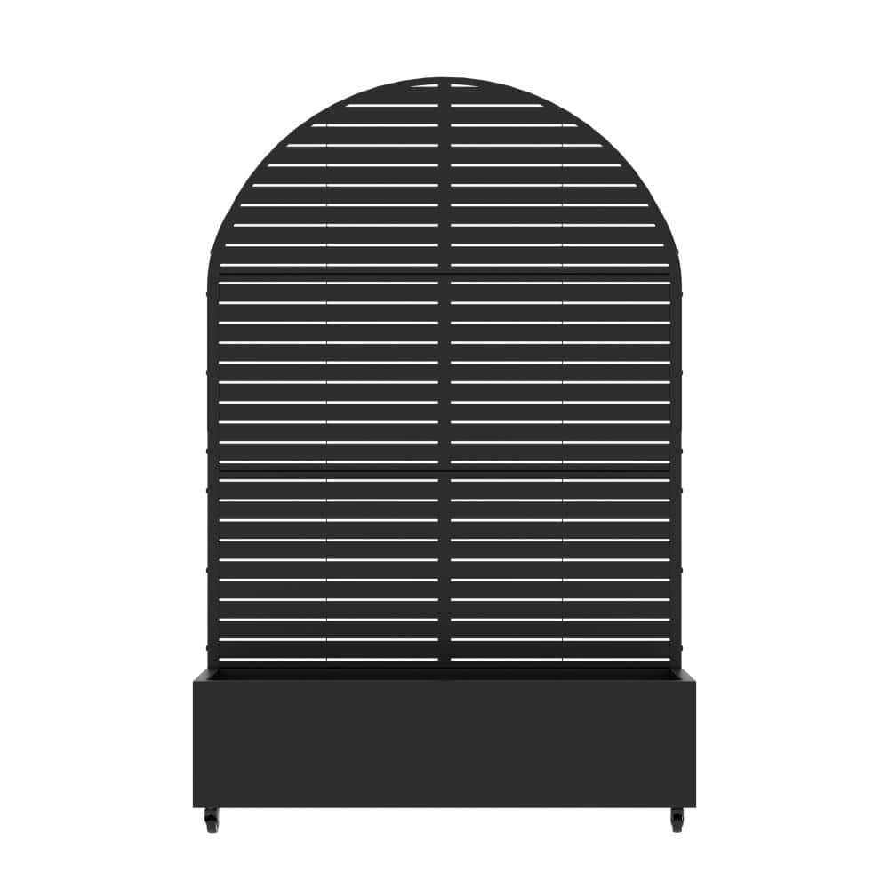 "72"" H x 47"" W Black Metal Trellis Privacy Screen, Planter Box with Arched Galvanized Steel Trellis Raised Garden Bed" price history on PriceWatchPro