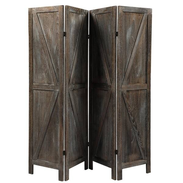 Tidoin 4-Panel Brown Wood Rectangular Panel Room Partition