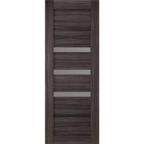 Belldinni Rita 30 in. x 96 in. No Bore Solid Composite Core 3-Lite Frosted Glass Gray Oak Wood Composite Interior Door Slab