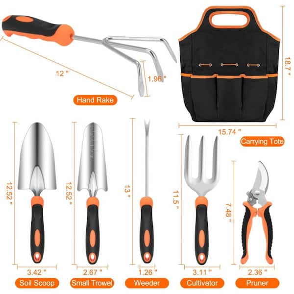 Stainless Steel Gardening Tool Set with Non Slip Grips and Oxford