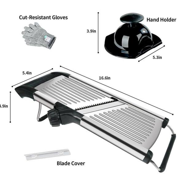 Stainless Steel Adjustable Mandoline Slicer with Cut-Resistant