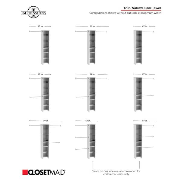 ClosetMaid Selectives 48 in. W - 112 in. W White Reach-In Tower Wall Mount  6-Shelf Wood Closet System 7032 - The Home Depot