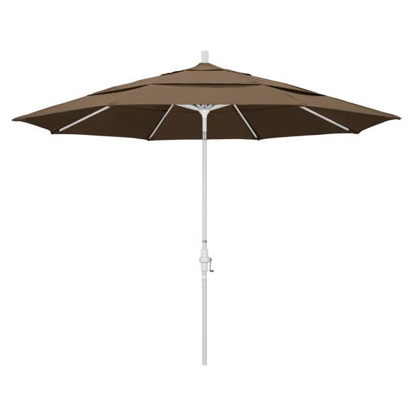 California Umbrella 11 ft. White Aluminum Pole Market Aluminum Ribs ...