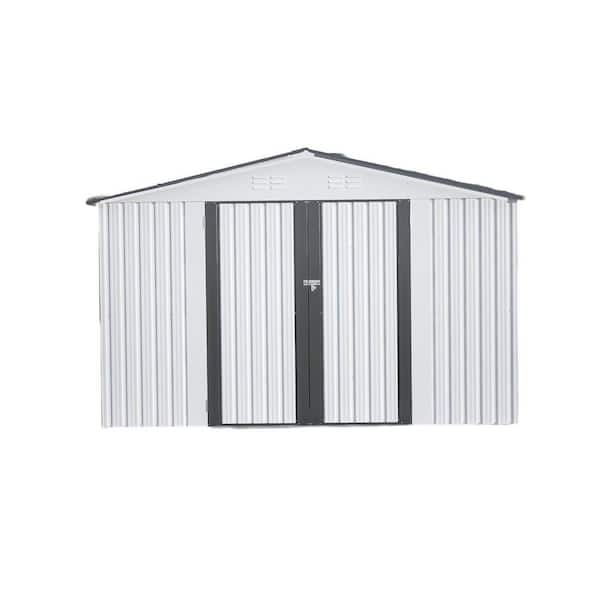 10 ft. W x 8 ft. D Metal Storage Shed, All-Weather Steel Garden Shed with Lockable Doors, Sloped Roof (80 sq. ft. )