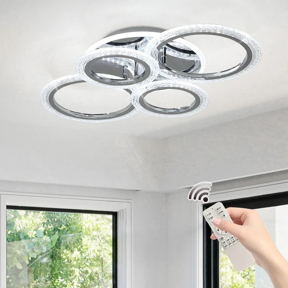 22.83 in. 58-Watt Modern Chrome Integrated LED Flush Mount with Clear Acrylic Shade for Living Room Bedroom kitchen price history on PriceWatchPro