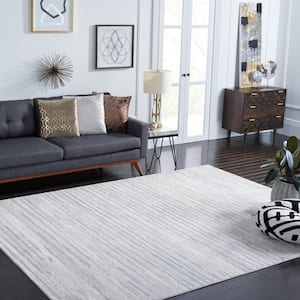 Lagoon Gray/Dark Gray 9 ft. x 12 ft. Striped Distressed Area Rug