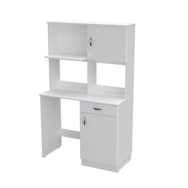Inval Ready to Assemble 43.30 in. W x 70.60 in. H x 19 in. D Wood Breakroom Kitchenet Cabinet in White