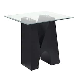 Handa 24 in. Clear and Black Square Glass End Table