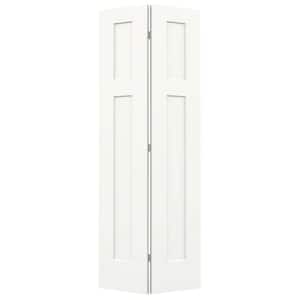 30 in. x 80 in. 3 Panel Craftsman White Painted Smooth Molded Composite Closet Bi-Fold Door
