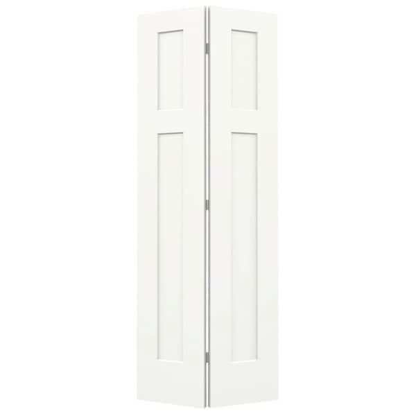 JELD-WEN 30 in. x 80 in. 3 Panel Craftsman White Painted Smooth Molded Composite Closet Bi-Fold Door