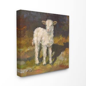 30 in. x 30 in. "Soft and Sweet Baby Lamb and Shadow Oil Painting" by Jerry Cable Canvas Wall Art