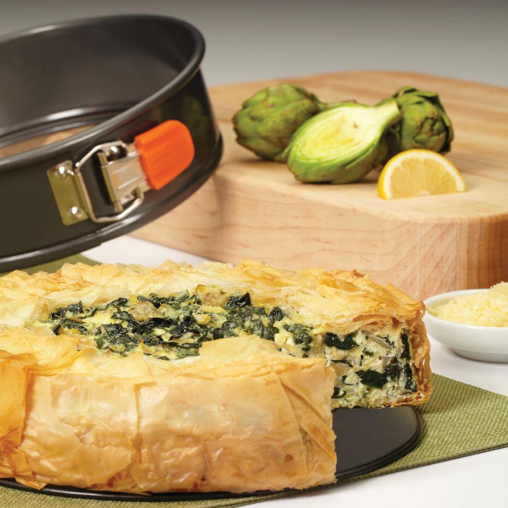 Gray Nonstick 9-Inch Springform Pan with Orange Grip