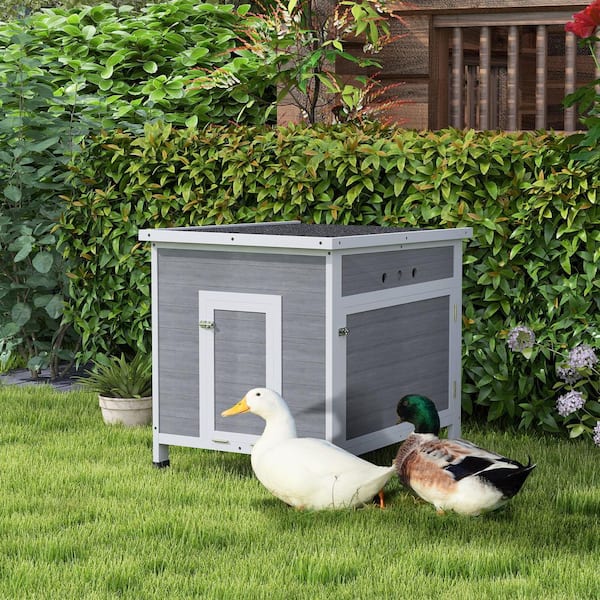 PawHut Duck Coop, Wooden Duck House w/ Openable Roof, Removable
