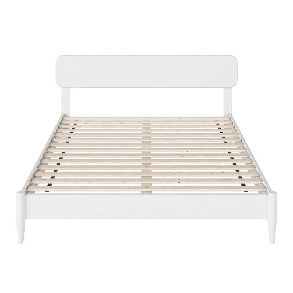Florence White Queen Solid Wood Low Profile Platform Bed