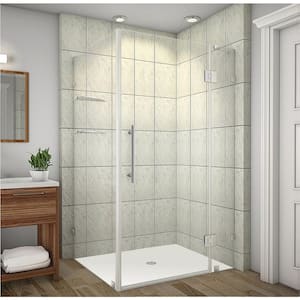 Avalux GS 40 in. x 30 in. x 72 in. Completely Frameless Shower Enclosure with Glass Shelves in Chrome