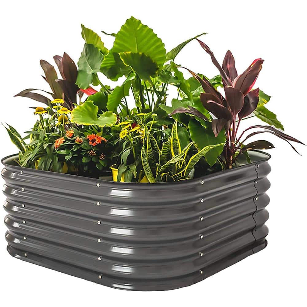 17" Tall 4 In 1 Modular Metal Outdoor Raised Garden Bed
