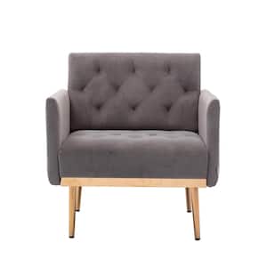 Grey Modern Polyester Upholstered Accent Arm Chair Leisure Single Sofa with Rose Golden Feet