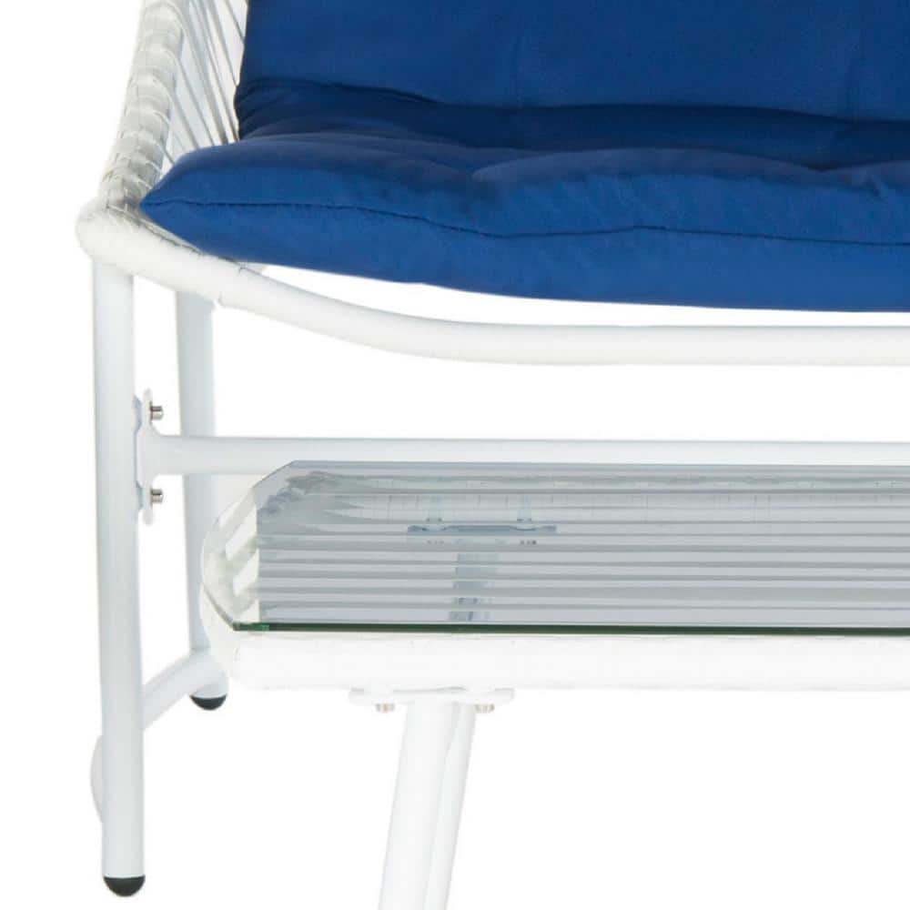 Berkane 4-Piece White and Navy Rattan Outdoor Set