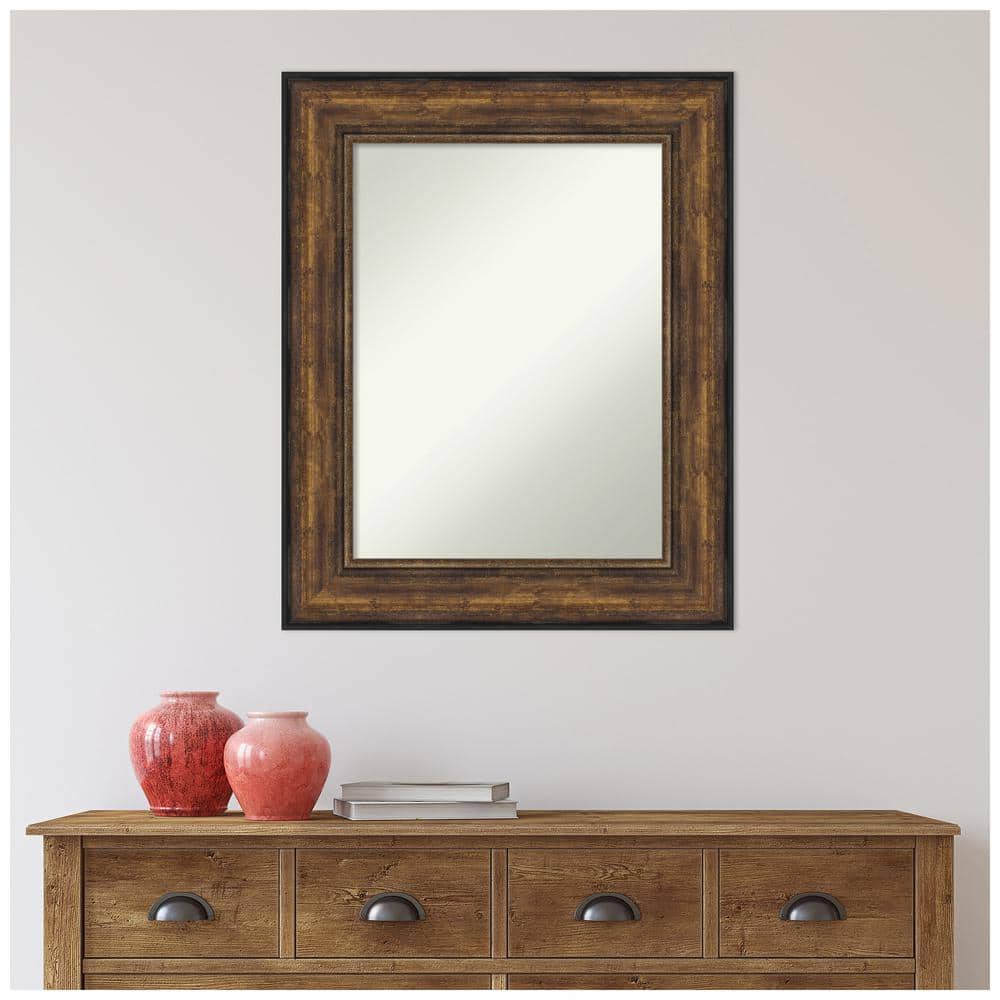 Rectangular Bronze Bathroom Vanity Wall Mirror with Matte Black Edge