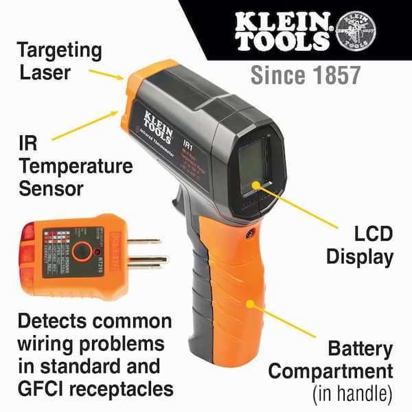 Infrared Thermometer 10:1 with GFCI Receptacle Tester