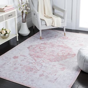 Tuscon Beige/Rust 5 ft. x 8 ft. Machine Washable Distressed Floral Area Rug