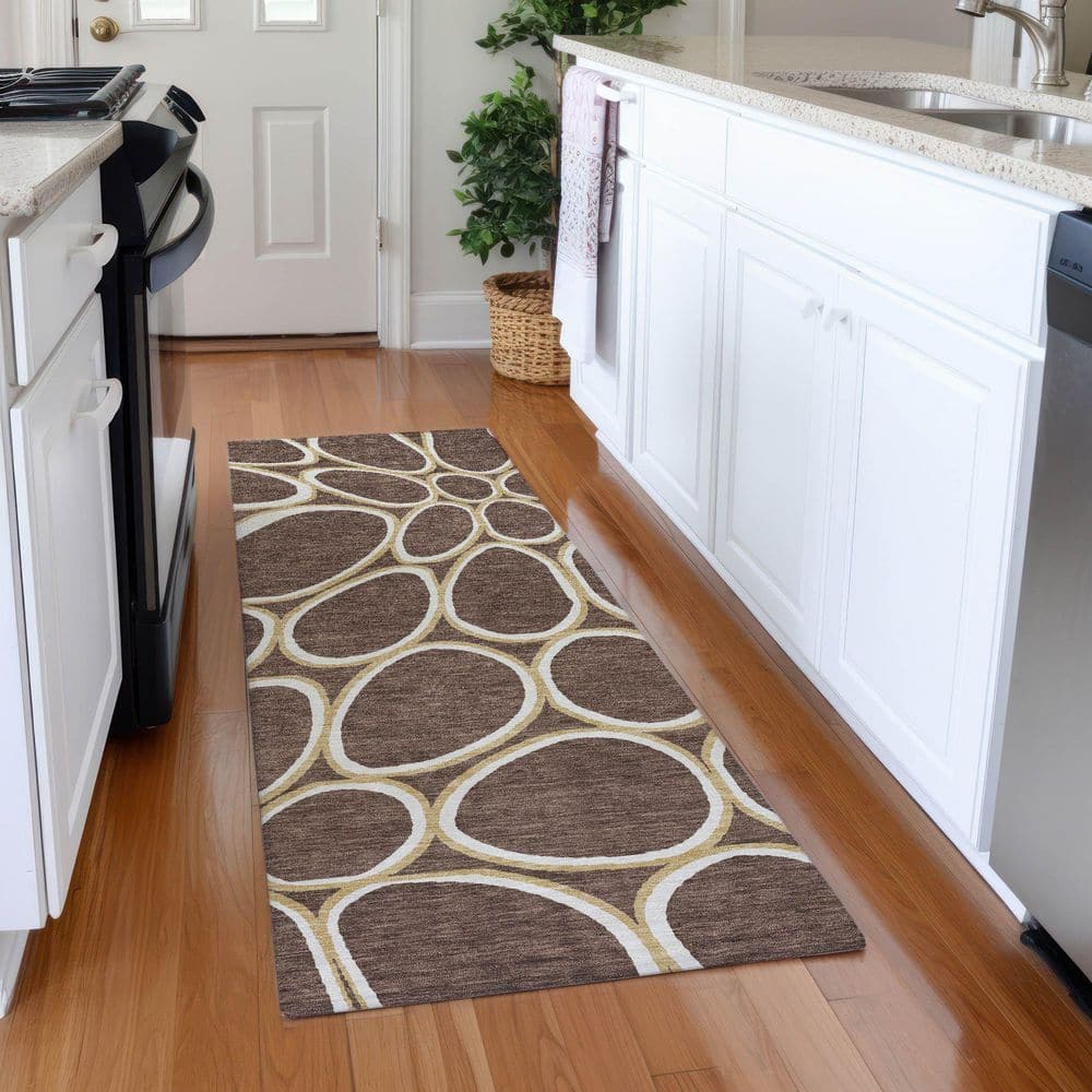 Mayfield Premium Machine Washable Abstract AMF1041 Brown 2 ft. 3 in. x 7 ft. 6 in. Runner Rug price history on PriceWatchPro