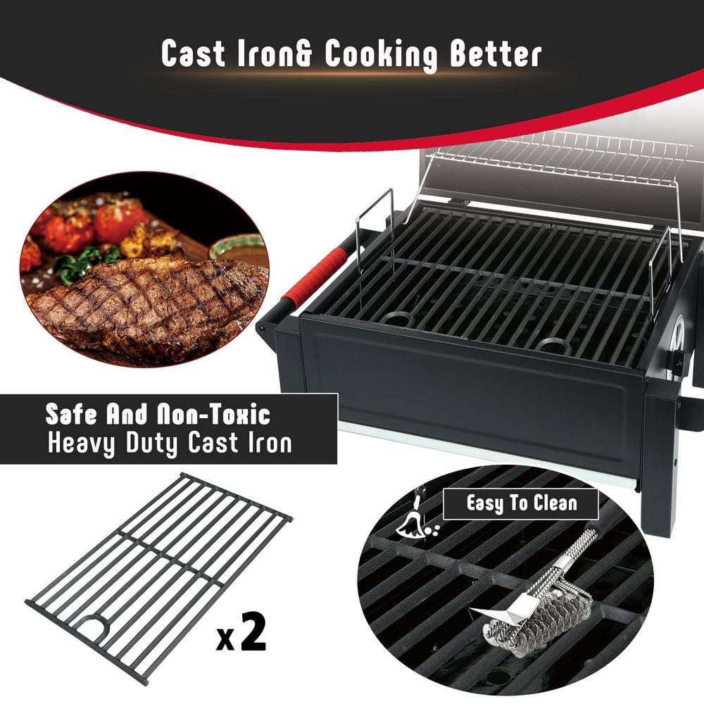 Feasto 26.8'' Black Portable Charcoal Grill with Cast Iron Grate