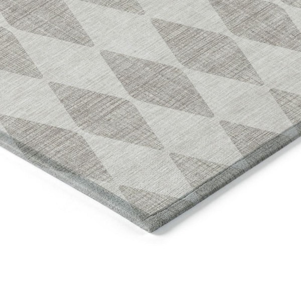 Beige 9 ft. x 12 ft. Woven Geometric Polyester Rectangle Indoor / Outdoor Area Rug