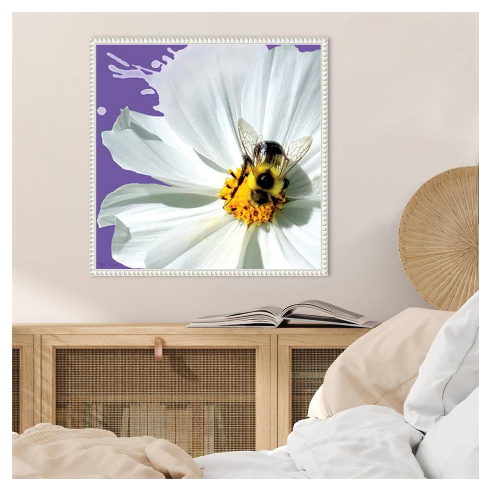 Flower Pop IV White and Purple Canvas Wall Art with Floater Frame