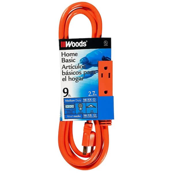 9 ft. 16/3 SJTW Multi-Outlet (3) Indoor Light-Duty Extension Cord with Cube Power Tap