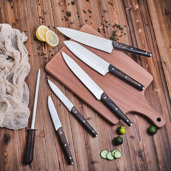 Emojoy Knife Set, 18-Piece Kitchen Knife Set with Block Wooden, Manual  Sharpening for Chef Knife Set, German Stainless Steel 
