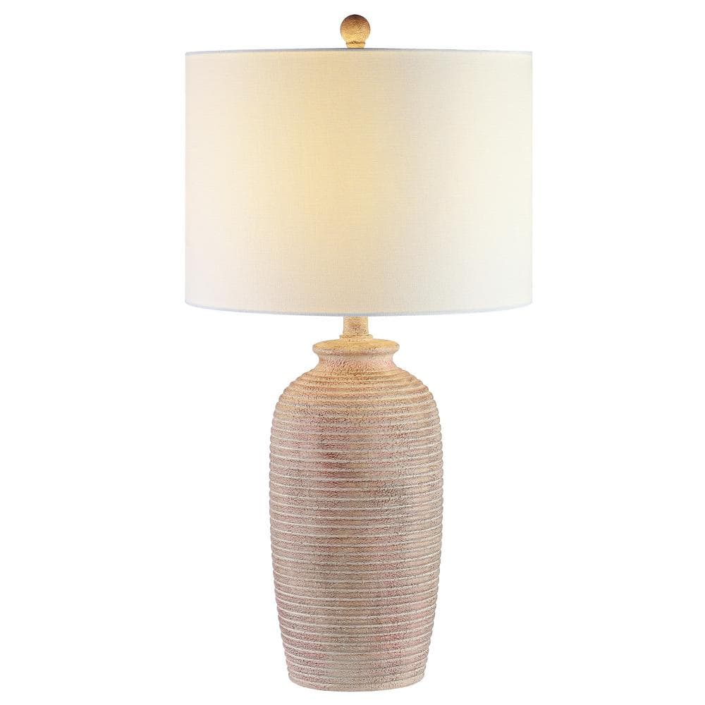 Sandy Pearl Weathered Urn Shape Table Lamp with White Shade