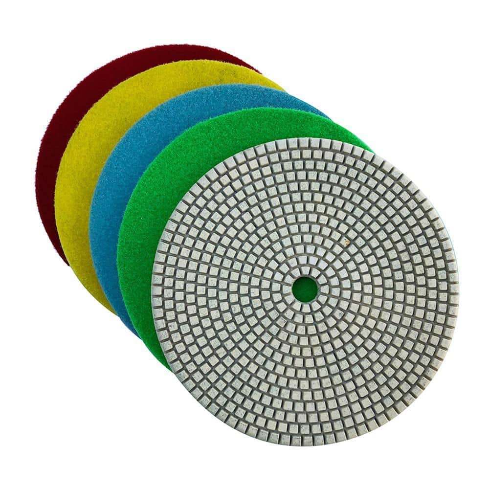 7 in. White Resin Wet Diamond Polishing Pad Set 50,100,200,400,800 Grit (5-Piece)