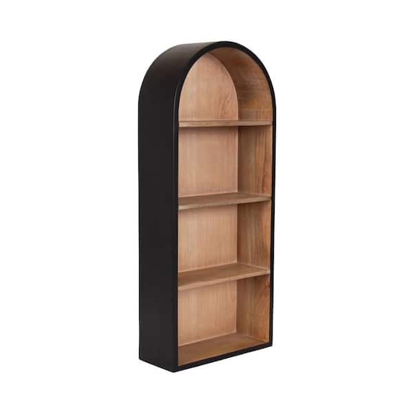 Arcott 14 in. W x 6 in. D Natural/Black Wood Decorative Wall Shelf