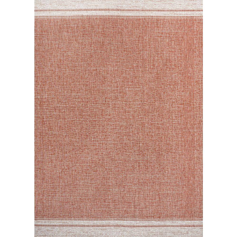 Salmon and Cream Synthetic Reversible Indoor/Outdoor Rug 3x5