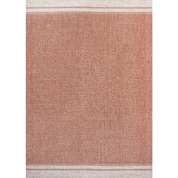 Alda Modern Minimalist Mingled Solid Salmon/Cream 4 ft. x 6 ft. Indoor/Outdoor Area Rug