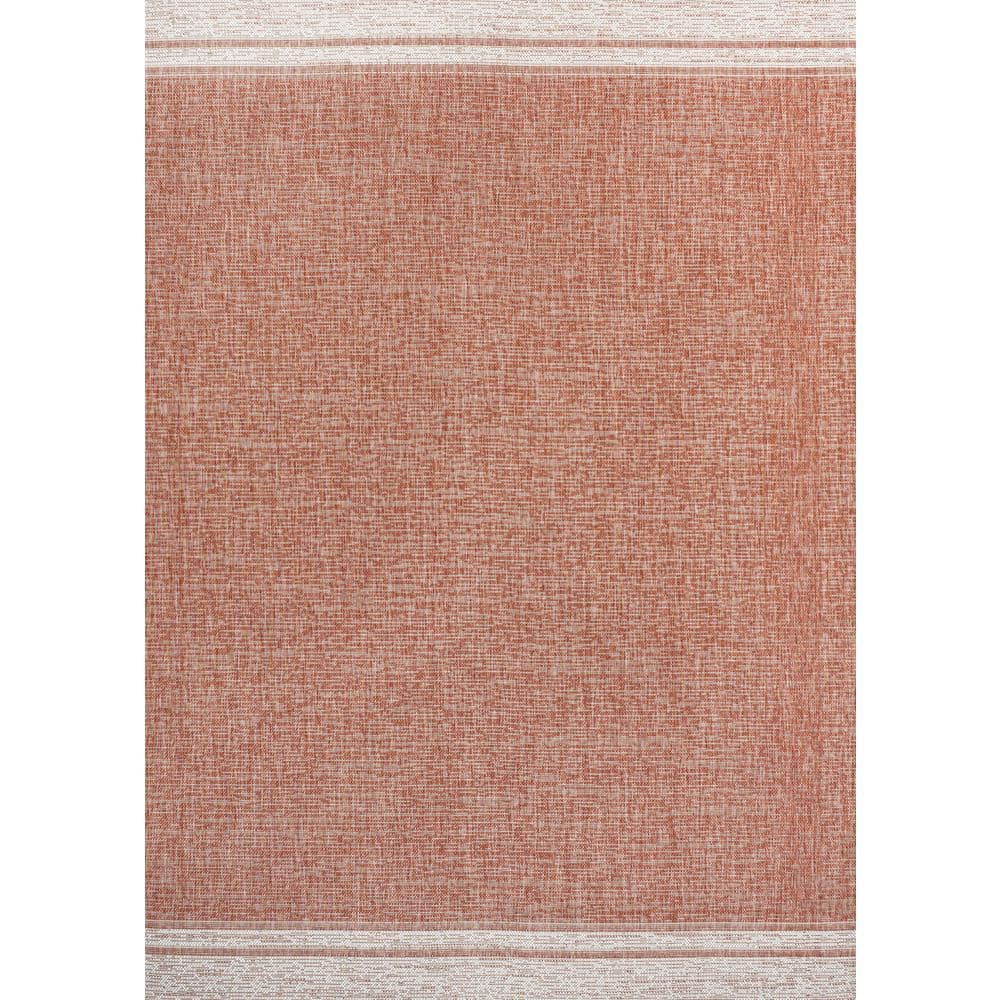 Alda Salmon and Cream 8' x 10' Synthetic Indoor/Outdoor Area Rug