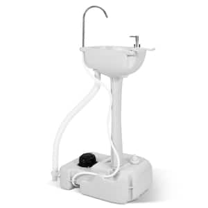 Portable 19.7 in. L White Outdoor Sink Hand Wash with 3.73 Gal. Water Tank Basin