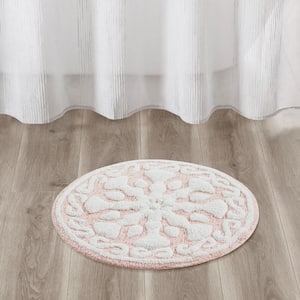 Marrakesh 25 in. x 25 in. Pink Medallion Tufted Cotton Round Bath Rug