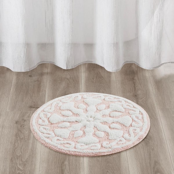 Marrakesh 25 in. x 25 in. Pink Medallion Tufted Cotton Round Bath Rug